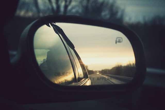 Rear view in the mirror of a car